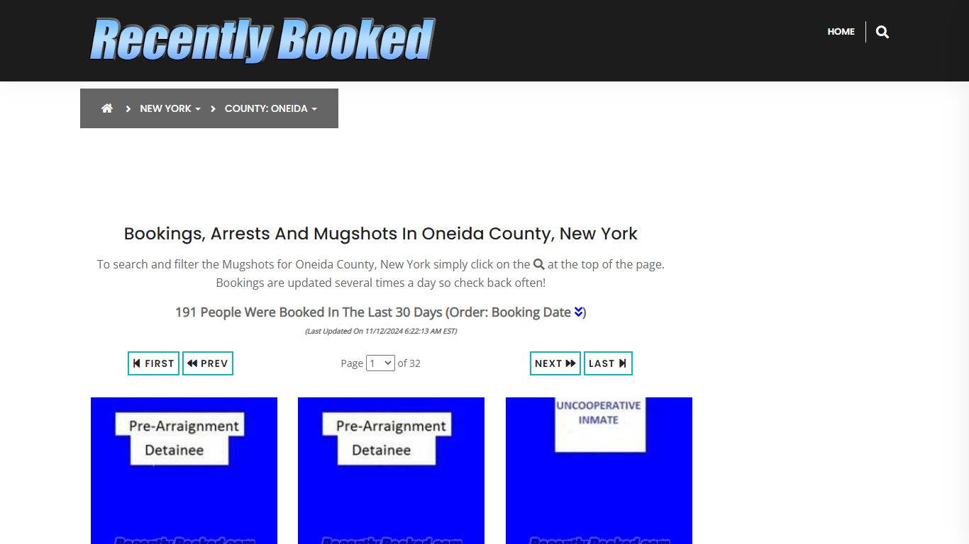 Bookings, Arrests and Mugshots in Oneida County, New York - Recently Booked